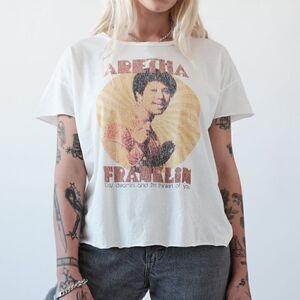 NWOT Midnight Rider Aretha Franklin Daydreaming Cut-off Graphic Tee Size XS